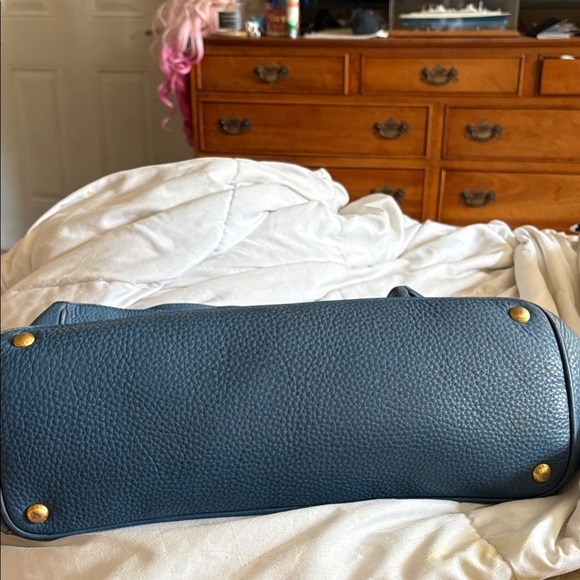 Prada Teal Leather Tote with Gold Accents - Picture 5 of 5